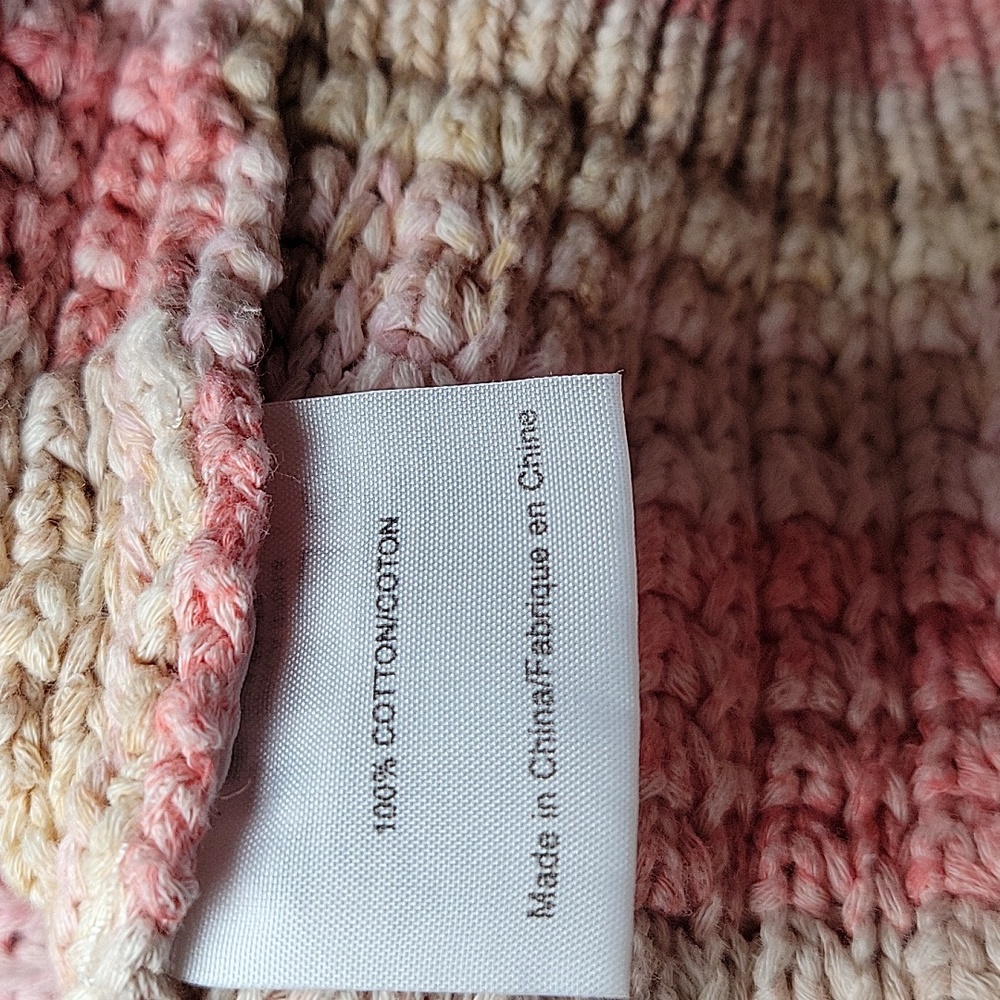 Tory Burch Erin Pink and Cream Striped Cardigan V-neck Woman's XL - Picture 8 of 9